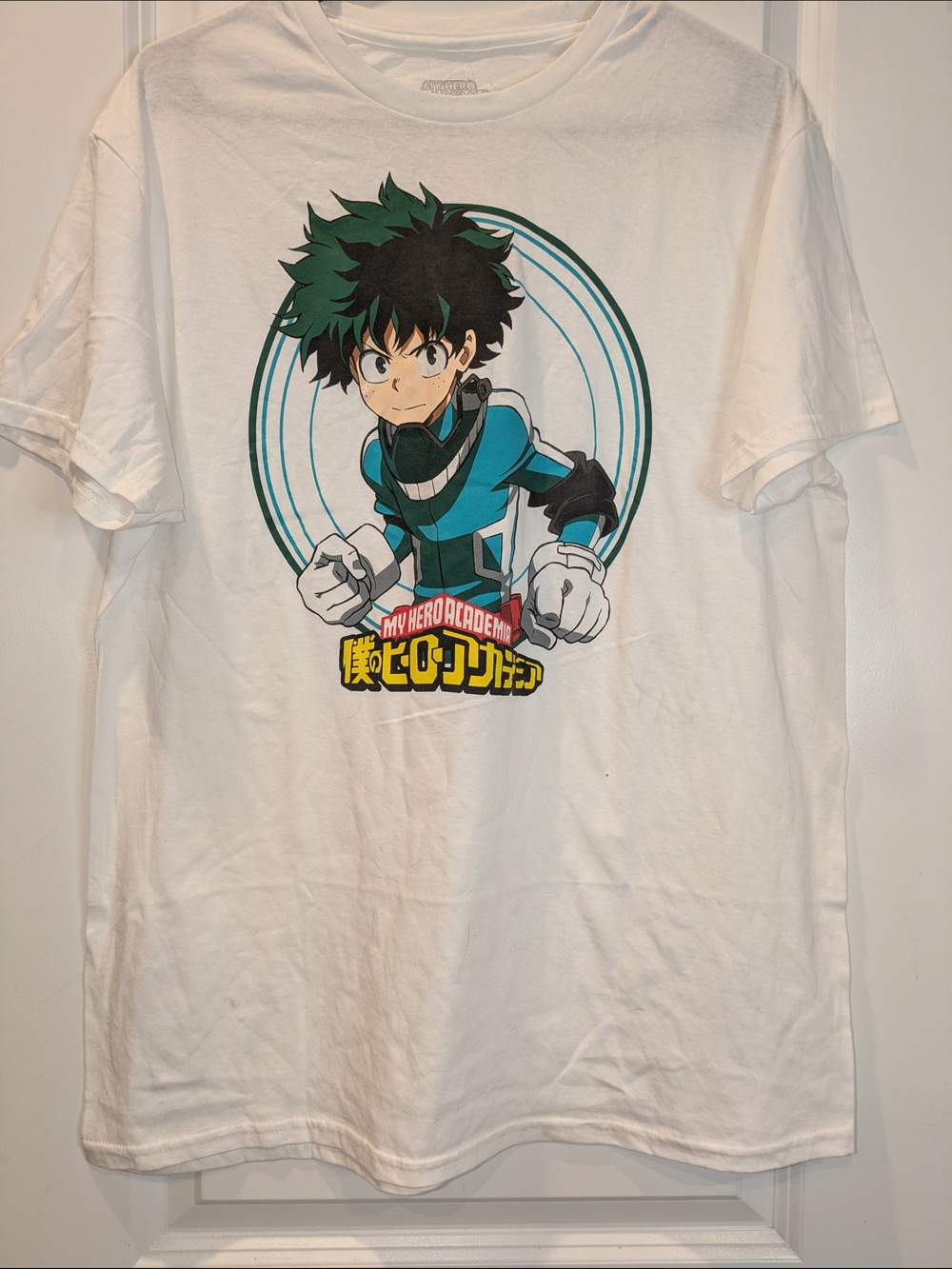 My Hero Academia Izuku Midoriya Deku Graphic T-Shirt Anime Tee White Large NWT